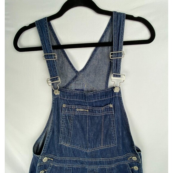 Vintage GAP Baggy Overalls Womens Medium Dark Blue Wash Denim Wide Leg Grunge - Picture 2 of 10